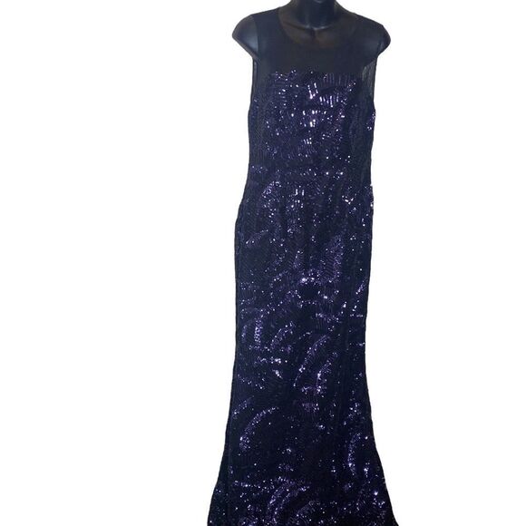 Calvin Klein Purple Sequin Maxi Dress - Picture 1 of 10